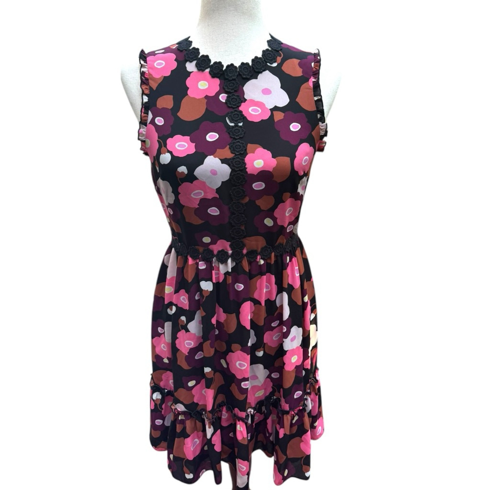 Kate Spade Blooming Floral Mini Dress Size 2 Small Flirty Summer Garden Party - Picture 12 of 15